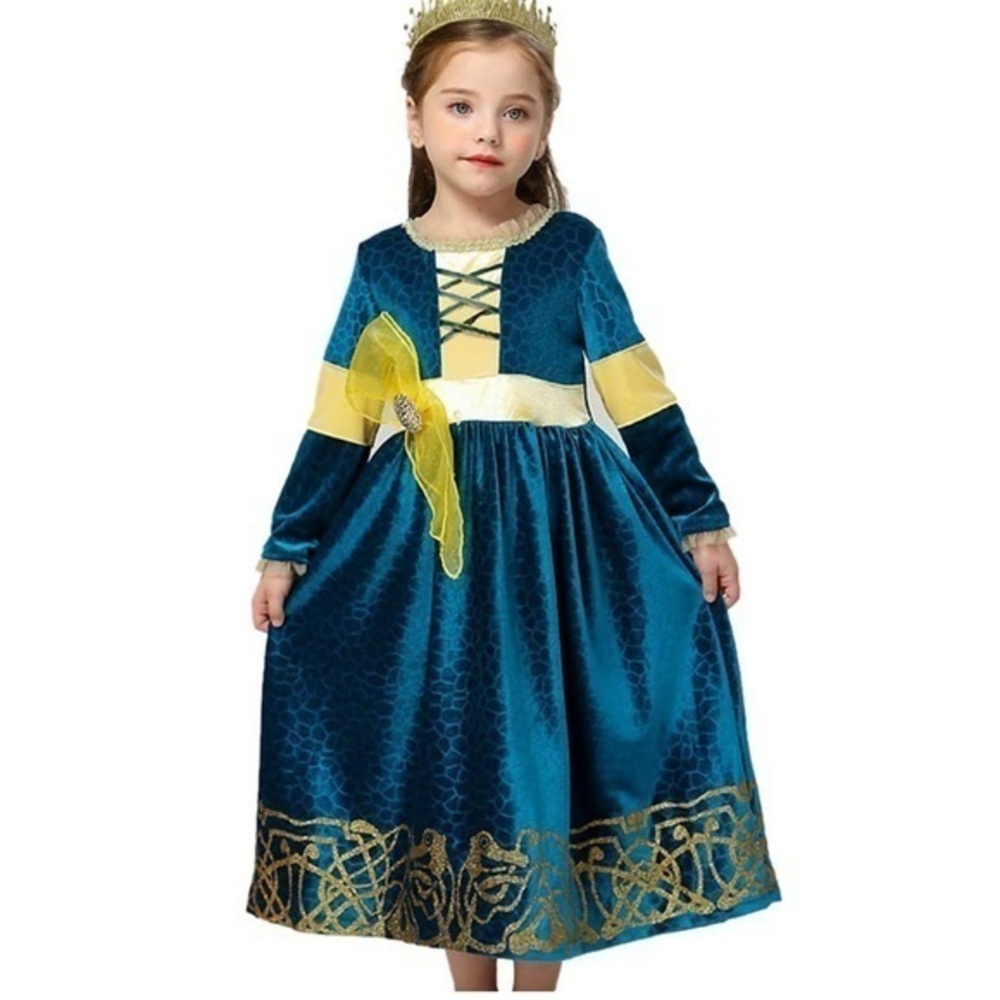 Elegant Blue and Gold Kids Costume Renaissance princess maiden
